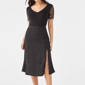 Polka Dot Midi Skirt w/ Slit